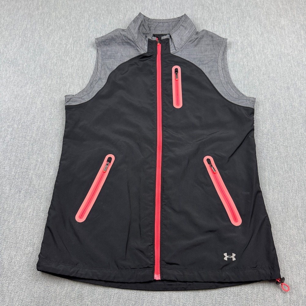 Under Armour Heatgear Vest Womens Small Black Semi-Fitted Full Zip Sleeveless